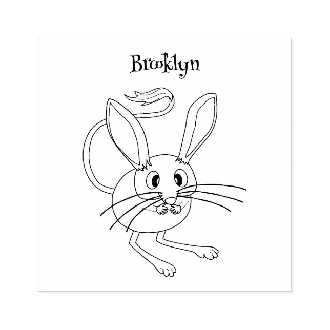 Cute long eared jerboa cartoon illustration rubber stamp (Imprint)