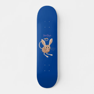 Cute long eared jerboa cartoon illustration skateboard