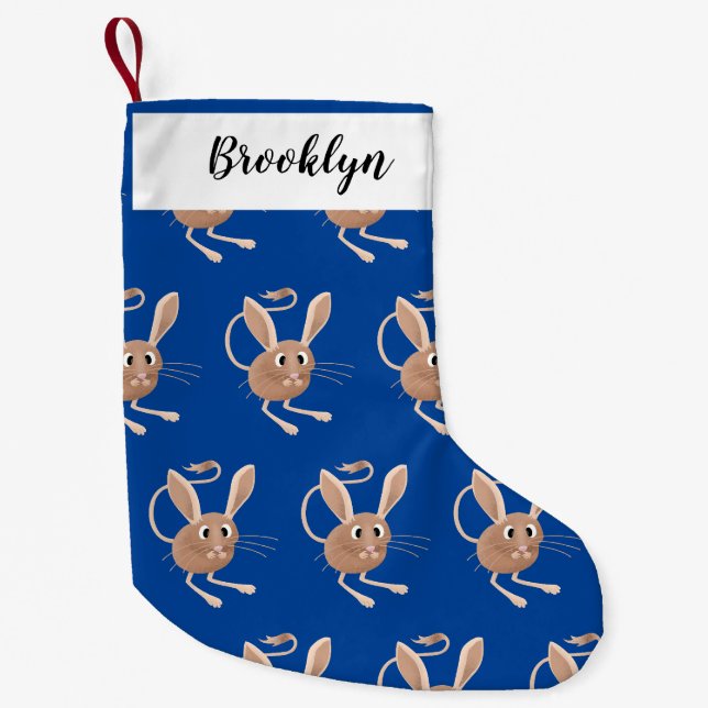 Cute long eared jerboa cartoon illustration small christmas stocking (Front)