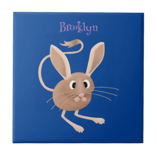 Cute long eared jerboa cartoon illustration tile