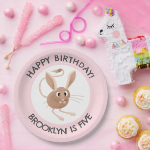 Cute long eared jerboa personalized birthday paper plate