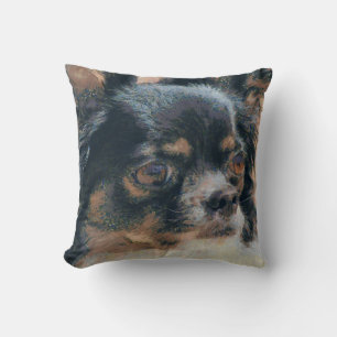 Cute Long Hair Chihuahua Artwork Square Throw Pillow