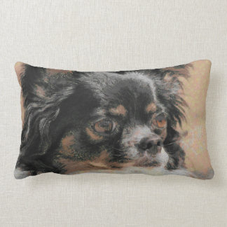 Cute Long Hair Chihuahua Lumbar Throw Pillow
