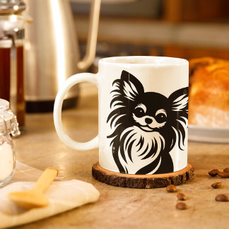Cute long-haired Chihuahua cartoon Coffee Mug