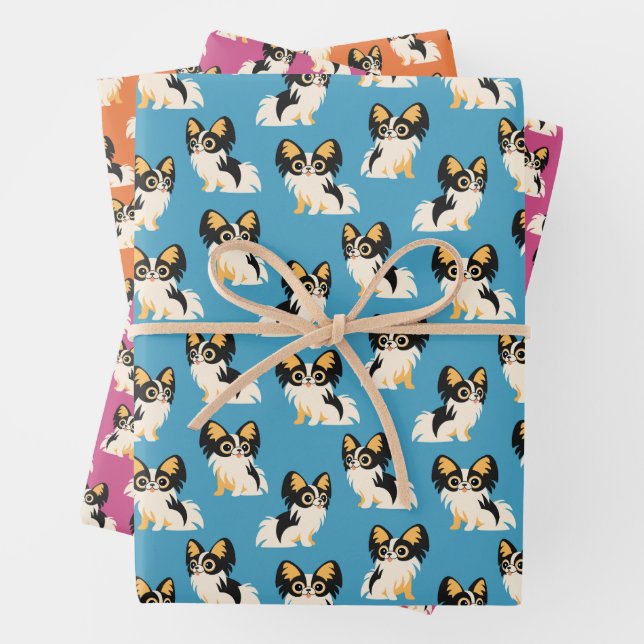 Cute Long-Haired Chihuahuas Wrapping Paper Sheet (In situ)