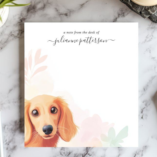 Cute Long Haired Dachshund Dog Personalized Name Notepad (Creator Uploaded)