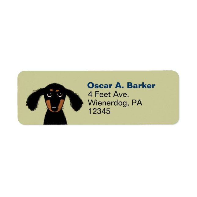 Cute Long Haired Dachshund Dog Return Address (Front)