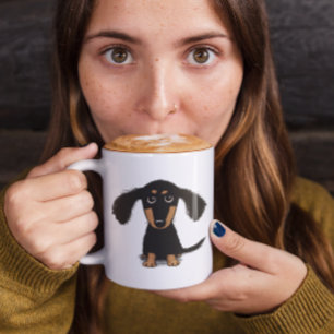 Cute Long Haired Dachshund Puppy Coffee Mug