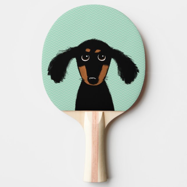 Cute Long Haired Dachshund Puppy Ping Pong Paddle (Front)