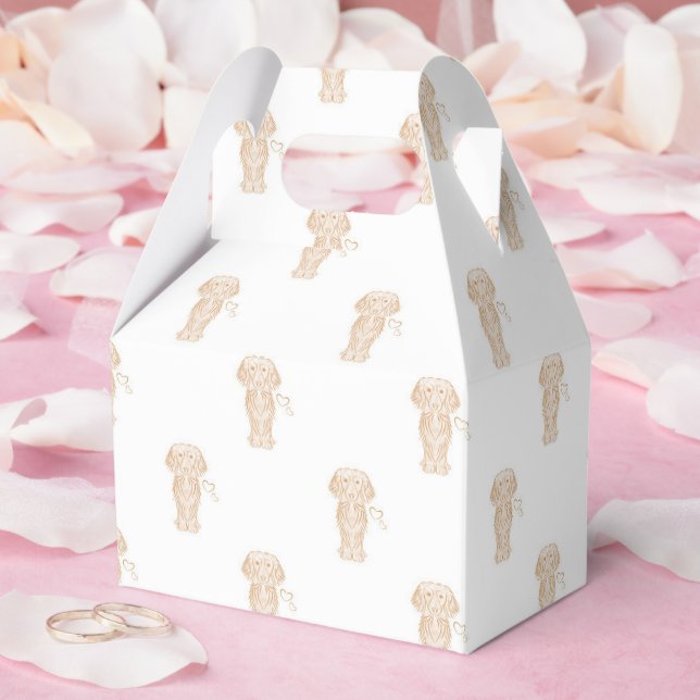 Cute Long Haired Dachshund Sausage Dog Favor Box (Wedding)