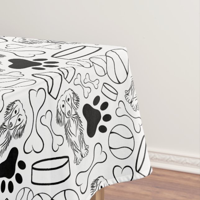 Cute Long Haired Dachshund Sausage Dog Tablecloth (In Situ)