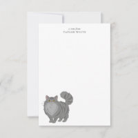 Cute Long Haired Grey Tabby Cat Thank You
