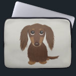 Cute Longhaired Chocolate Brown Dachshund Laptop Sleeve<br><div class="desc">Cute Cartoon Doxie</div>