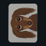 Cute Longhaired Chocolate Brown Dachshund Magnet<br><div class="desc">Brown Long Haired Wiener Dog</div>