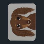 Cute Longhaired Chocolate Brown Dachshund Magnet<br><div class="desc">Brown Long Haired Wiener Dog</div>