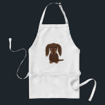 Cute Longhaired Chocolate Brown Dachshund Standard Apron<br><div class="desc">Cute Doxie Cartoon Dog</div>