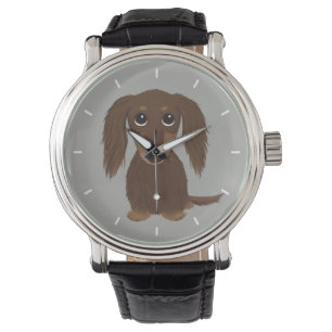 Cute Longhaired Chocolate Dachshund Wiener Dog Watch