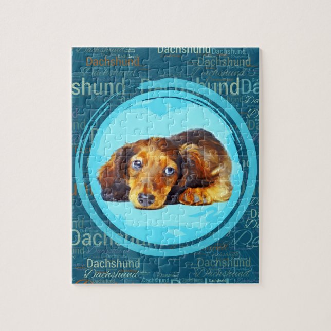 Cute Longhaired Dachshund Puppy Jigsaw Puzzle (Vertical)