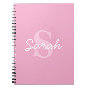 Cute Looking Cursive Name & Monogram   Pink Notebook