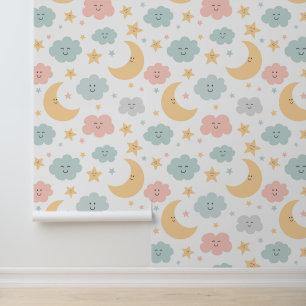 Cute Looking  in the Sky Pattern Wallpaper