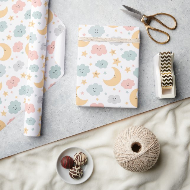 Cute Looking  in the Sky Pattern Wrapping Paper (Crafts)