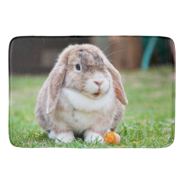 Cute lop-eared rabbit  bath mat (Front)