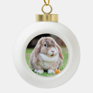Cute lop-eared rabbit ceramic ball christmas ornament