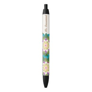 Cute Lotus Floral Flower Personalized Name Black Ink Pen