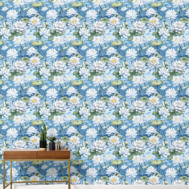 Cute Lotus flower tiled pattern Wallpaper (Hallway)