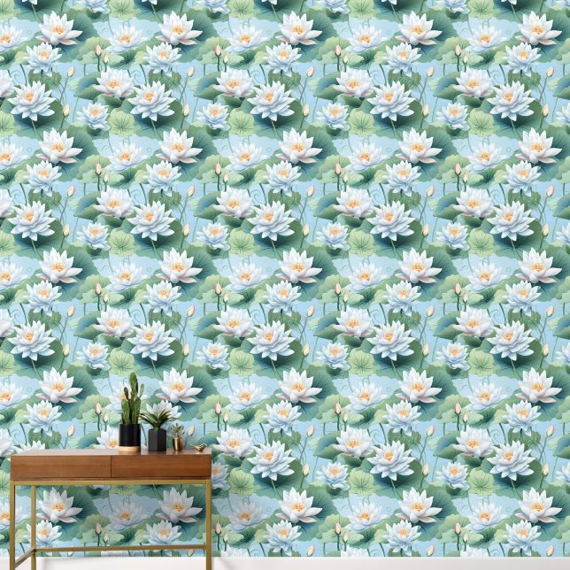Cute Lotus flower tiled pattern  Wallpaper (Hallway)