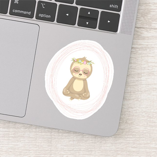 Cute Lotus Yoga Sloth Art Illustration (Detail)