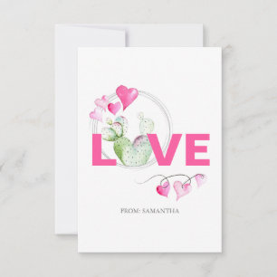 Cute Love and Cactus Kids Classroom Valentine Card