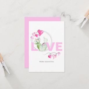 Cute Love and Cactus Kids Classroom Valentine Card