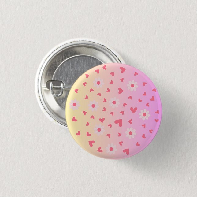 Cute Love and Flowers Pattern 1 Inch Round Button (Front & Back)