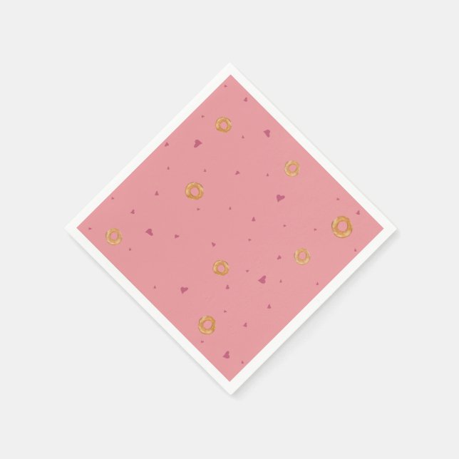 Cute LOVE & BAGELS  |  Salmon Rose Pink  | Napkin (Corner)