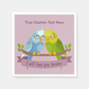 Cute Love Birds custom text paper napkins