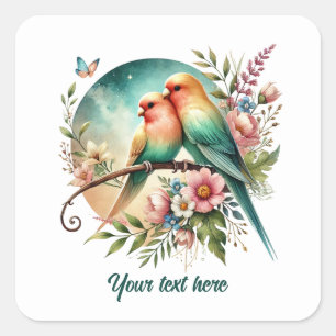 Cute love birds customizable Wedding  Square Sticker