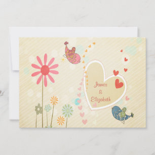 Cute Love Birds Engagement Party Invitation