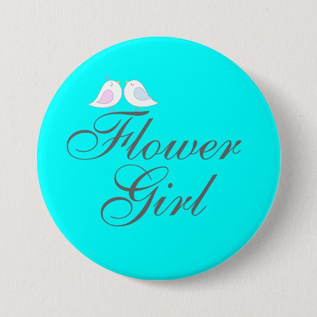 Cute love birds Flower Girl 3 Inch Round Button (Front)