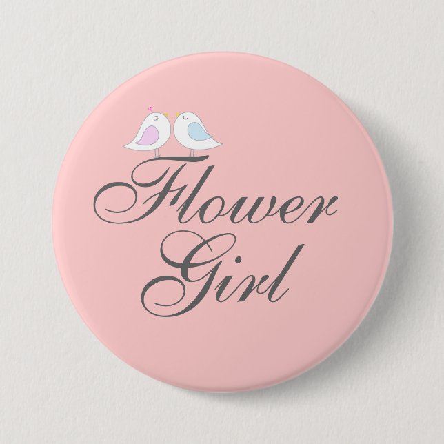 Cute love birds Flower Girl 3 Inch Round Button (Front)