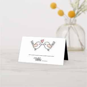 Cute Love Birds Lovebirds Black Wedding Escort  Place Card