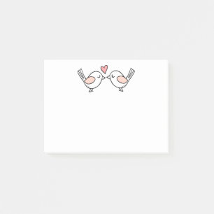 Cute Love Birds Pink White Cartoon Lovebirds  Post-it Notes