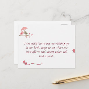 Cute Love Birds Postcard Shared Future & Growth