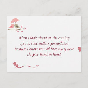 Cute Love Birds Postcard Shared Future & Growth