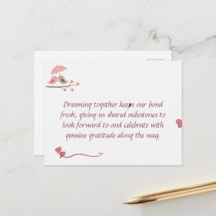 Cute Love Birds Postcard Shared Future & Growth