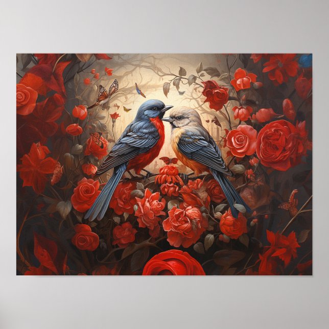 Cute Love Birds Poster (Front)