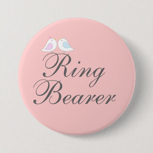 Cute love birds Ring Bearer 3 Inch Round Button (Front)