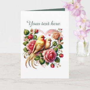 Cute love birds Wedding add text  Card