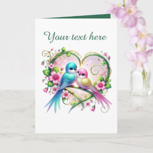 Cute love birds Wedding add text Card