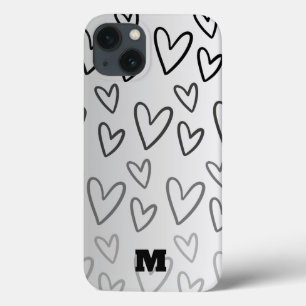 cute love black and white heart personalized phone iPhone 13 case